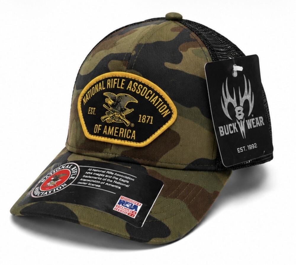 NRA National Rifle Association Buck Wear Camo Trucker Hat Snapback NWT